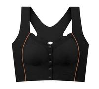 ZTFYKLIN Soutien-Gorge Generous Classic Women's Front Underwear Large Size No Wire Bra Lace Rubberized Elastic Vest Style Long (Black, XL) Brassière Femme sans Armature sous Tient Gorge Wireless