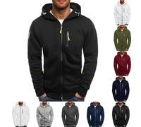 ZTFYKLIN Sweat à Capuche Zipper Homme Hood Pull Couleur Unie Légers Sport Veste Manches Longues DéContracté Sweatshirt Chaud Automne Hiver Sportswear Confortable avec Poche VêTements Hommes Classique