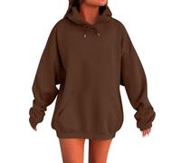 ZTFYKLIN Sweats à Capuche Femme 2025 Automne Hiver Sweatshirts Oversize Couleur Pure Vetement Manches Longues Grande Taille Loungewear pour Femmes Chic Élégant Hoodie avec Poche Super Soft Touch