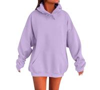 ZTFYKLIN Sweats à Capuche Femme 2025 Automne Hiver Sweatshirts Oversize Couleur Pure Vetement Manches Longues Grande Taille Loungewear pour Femmes Chic Élégant Hoodie avec Poche Super Soft Touch
