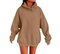 ZTFYKLIN Sweats à Capuche Femme 2025 Automne Hiver Sweatshirts Oversize Couleur Pure Vetement Manches Longues Grande Taille Loungewear pour Femmes Chic Élégant Hoodie avec Poche Super Soft Touch