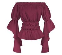 ZTFYKLIN T-Shirt D'Été Décontracté Basique pour Femme Chemisier Péplum À Manches Courtes Et Épaules Dénudées Acier Flamboyant 17 Médiéval Tee Shirt Vetement Chic Haut Grande Taille Ete Tshirt