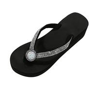 ZTFYKLIN Thongs Femme Sandales De Plage Femmes Chaussures Pente Talon Épais Orteil Pince Chevrons Pantoufles Couleur Brillant Maison Fond (Silver, 41) Sandale Orthopedique Confort Escarpins