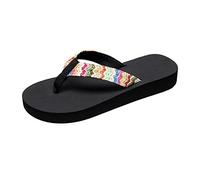 ZTFYKLIN Thongs Sandales pour Femmes Plage sans Lacet Décontracté Bout Ouvert Antidérapant Compensées Respirant Tongs Pantoufles Chaussures (Black, 38) Claquettes Femme Orthopedique Chaussure