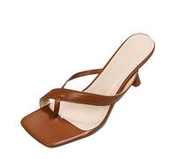 ZTFYKLIN Tong Compensees Été Plage Piscine Casual Printemps Ensemble Sexy Orteil Femmes Talons Sandales D'Été Et Croix Mode Sangle Haute Pour (Brown, 40) Tongue Femme Sandale Doree Chaussure De