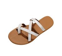 ZTFYKLIN Tong Compensees Été Plage Piscine Chaussures Compensées Pour Femmes Bande Élastique Sandales Bohèmes Décontractées De Tongs (White, 37) Chaussure Sandale Doree Femme Mules Orthopédiques