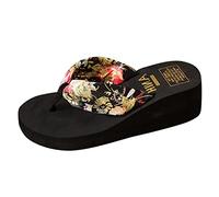 ZTFYKLIN Tongs Femme Été Bronzage Impression Satin Sandales Plage Pente Talon Pantoufle En Plein Compensé Pour Femmes Cuissardes Cuir Plates Chaussure Orthopédique Mules Et Sabots Ete Compense