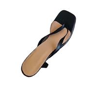 ZTFYKLIN Tongs Femme Été Sandales À Talons Hauts De Couleur Unie Pour Femmes, Vêtements D'Extérieur Avec Un Mot, Bout Carré Chaussette Hiver Chaude Chaussure Orthopedique Chaussures Confortable