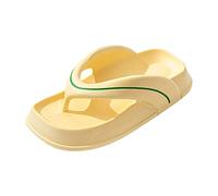 ZTFYKLIN Tongs Femme Mode Orthopedique Femmes Nouveau Modèle En Été Polyvalent Chaussures De Plage Intérieures Et Extérieures Confortables Semelles Plates Épaisses Souples (Yellow, 37) Claquette