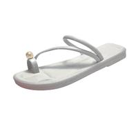 ZTFYKLIN Tongs Femme Mode Orthopédique Nouvel Ensemble De Pantoufles À Orteils Pour Femmes, Demi-Pantoufles D'Été, Style Féerique Avec Perles Françaises, Chaussures Plates Plage, Sandales Femmes
