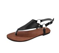 ZTFYKLIN Tongs Femmes En Cuir De Couleur Unie Pour Dames, Toutes Les Sandales Plates À Boucle Décontractée Été Solde Chaussure Femme Soirée Entre Doigt Compensee Beach Flip Flops Womens Shoes