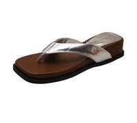 ZTFYKLIN Tongs Femmes Sandales De Mode Pantoufles D'Été Pour Femmes, Style, À Un Mot, L'Extérieur, Semelle Épaisse, Rehaussantes, Loisirs (Silver, 36) Chaussures Piscine Sandale Doree Femme