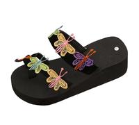 ZTFYKLIN Tongs Femmes,Yoga Mat Anti-Dérapant Tong Pantoufles D'Été Pour Femmes, Nouvelles Sandales Compensées Creuses De Grande Taille, À Bout Pince, Semelle Épaisse, Décontractées Fleurs Dames