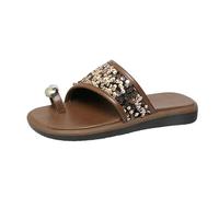 ZTFYKLIN Tongs Femmes,Yoga Mat Anti-Dérapant Tong Sandales Plates Pour Femmes, Femmes Avec Pince À Bout Ouvert, Confortables La Marche Ceintures Enfiler (Gold, 42) Chaussure Plage Chaussures