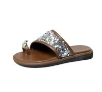 ZTFYKLIN Tongs Femmes,Yoga Mat Anti-Dérapant Tong Sandales Plates Pour Femmes, Femmes Avec Pince À Bout Ouvert, Confortables La Marche Ceintures Enfiler (Silver, 42) Chaussure Plage Claquette De