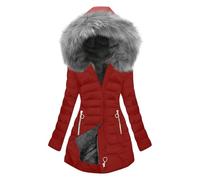 ZTFYKLIN Womens Autumn Winter Solid Color Long Warm Coat Vestes Longues Bouffantes pour Femmes (Red, L) Manteau Noir Femme Hiver Manteaux Grande Taille Beige Peau Retournée Veste Rose Elegant