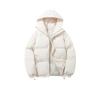 ZTFYKLIN Women's Solid Color Winter Couple Korean Version of Loose Warm Padded Casual Bread Petite Doudoune Femmes (Beige, XXXXL) Manteau Femme Hiver Chaud Long Polaire À Capuche Bleu Marine