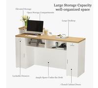 ZTGL Bureau d'accueil avec Tiroir Verrouillable, Comptoir de Caisse Moderne, Petit Banque d'accueil, Comptoir de Reception avec Armoire de Rangement pour Hall d'Entrée,Right~f,180x50cm