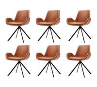 ZTGL Chaises de Salle à Manger Pivotantes à 360°, Lot de 1/2/4/6, Chaises de Cuisine Rembourrée en Cuir PU, élégantes, Chaise Bureau, Fauteuils Modernes avec Dossier, Pieds en Métal Brown, 6Pcs