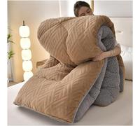 ZTGL Épaissir Velours d'agneau Édredon, Consolateur Couette Chaud et Doux d'hiver Couverture Épaissie en Cachemire d'agneau, Courtepointe Climatisée Hivernale pour Chambre,Kaki,220x240cm(5kg)