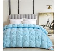 ZTGL Hiver Coton Couette, Couette en 95% Duvet d'oie et Plume d'oie Naturelle 4 Saisons Tempéré pour 2 Personne Couverture Chaude Légère Confortable Literie,Bleu,220x240cm/3.5kg