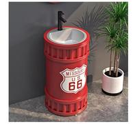 ZTGL Lavabo à Poser Lavabo Colonne, Rond Lavabo de Salle de Bain, Vasque Colonne sur Pied Lave Mains pour Salle de Bain, Style Industriel Vasque à Poser Meuble sous Lavabo B1, Without Mirror