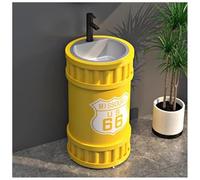 ZTGL Lavabo à Poser Lavabo Colonne, Rond Lavabo de Salle de Bain, Vasque Colonne sur Pied Lave Mains pour Salle de Bain, Style Industriel Vasque à Poser Meuble sous Lavabo B5, Without Mirror