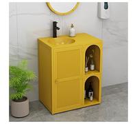 ZTGL Lavabo Colonne pour Salle de Bain 65x46x85cm, Industriel Meuble sous Lavabo Armoires Vasque Salle de Bain, Lavabo à Poser sur Colonne, Lavabos Colonne Meuble sous en Fer Forgé D, Without Mirror