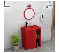 ZTGL Lavabo Colonne pour Salle de Bain 65x46x85cm, Industriel Meuble sous Lavabo Armoires Vasque Salle de Bain, Lavabo à Poser sur Colonne, Lavabos Colonne Meuble sous en Fer Forgé C,with Mirror