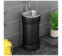 ZTGL Lavabo Colonne Rond Vasque sur Pied Solid en Fer Forgé, Lavabo à Poser Salle de Bain, Meubles Lavabo sur Pied avec Vasque en Acier Inoxydable, Meuble sous Colonne sur Pied B,Without Mirror