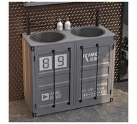 ZTGL Lavabo Colonne Vasque sur Pied, Industriel Meuble sous Vasque, Meuble sous Evier Salle de Bain, Lave Mains Moderne Armoire de Rangement pour Vasque, Meubles de Salle de Bain A5,Without Mirror