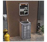 ZTGL Lavabo Colonne Vasque sur Pied, Industriel Meuble sous Vasque, Meuble sous Evier Salle de Bain, Lave Mains Moderne Armoire de Rangement pour Vasque, Meubles de Salle de Bain B5, with Mirror