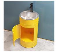 ZTGL Lavabo sur Pied Meuble sous Lavabo, Industriel Meuble Salle de Bain avec Vasque, Lavabos sur Colonne Rond Vasque à Poser pour la Salle de Bain et Les Toilettes d'invités E, with Door