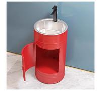 ZTGL Lavabo sur Pied Meuble sous Lavabo, Industriel Meuble Salle de Bain avec Vasque, Lavabos sur Colonne Rond Vasque à Poser pour la Salle de Bain et Les Toilettes d'invités C, with Door
