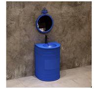 ZTGL Lavabo sur Pied pour Salle de Bain, Lavabo Colonne Vasque à Poser, Meuble sous-Vasque Lavabo de Style Industriel, Meuble de Salle de Bain Vasque Colonne Moderne en Fer Forgé F,with Mirror