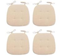 ZTGL Lot de 4 Galettes de Chaise en Forme de Trapèze Assise Confortable avec Attaches, Intérieure Extérieure, Dimensions: 43 x 41 x 35 x 3 cm, pour Toutes Les Saisons,Beige