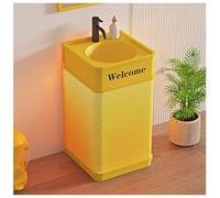 ZTGL Meuble de Salle de Bain, Lavabo Colonne pour Salle de Bain, Style Industriel Meuble sous-Lavabo, Lavabo sur Pied Vasque Lave Mains pour Colonne Salle de Bain avec Lumière LED C, Without Mirror