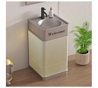 ZTGL Meuble de Salle de Bain, Lavabo Colonne pour Salle de Bain, Style Industriel Meuble sous-Lavabo, Lavabo sur Pied Vasque Lave Mains pour Colonne Salle de Bain avec Lumière LED A, Without Mirror