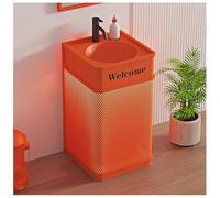 ZTGL Meuble de Salle de Bain, Lavabo Colonne pour Salle de Bain, Style Industriel Meuble sous-Lavabo, Lavabo sur Pied Vasque Lave Mains pour Colonne Salle de Bain avec Lumière LED E, Without Mirror