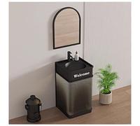 ZTGL Meuble de Salle de Bain, Lavabo Colonne pour Salle de Bain, Style Industriel Meuble sous-Lavabo, Lavabo sur Pied Vasque Lave Mains pour Colonne Salle de Bain avec Lumière LED D,with Mirror