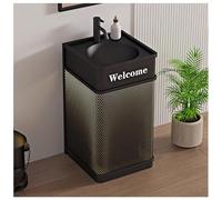 ZTGL Meuble de Salle de Bain, Lavabo Colonne pour Salle de Bain, Style Industriel Meuble sous-Lavabo, Lavabo sur Pied Vasque Lave Mains pour Colonne Salle de Bain avec Lumière LED D, Without Mirror