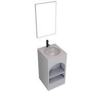 ZTGL Meuble Lave-Mains sur Pieds, Meuble Vasque de Salle de Bain, Industriel Lavabo Colonne sur Pied en Fer Forgé, Lavabo Vasque de Rangement pour Salle de Bain et Toilettes B, with Mirror