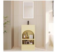 ZTGL Meuble Lave-Mains sur Pieds, Meuble Vasque de Salle de Bain, Industriel Lavabo Colonne sur Pied en Fer Forgé, Lavabo Vasque de Rangement pour Salle de Bain et Toilettes A, with LED Light