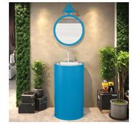 ZTGL Meuble sous Lavabo de Salle de Bain, Lavabo sur Pied Moderne 45x45x85cm, Lavabo Colonne Industriel avec Vasque en Acier Inoxydable, Lave Mains Salle de Bain pour Restaurants J, with Mirror