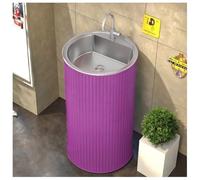 ZTGL Meuble sous Lavabo de Salle de Bain, Lavabo sur Pied Moderne 45x45x85cm, Lavabo Colonne Industriel avec Vasque en Acier Inoxydable, Lave Mains Salle de Bain pour Restaurants F,Without Mirror