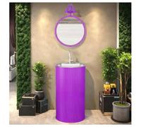 ZTGL Meuble sous Lavabo de Salle de Bain, Lavabo sur Pied Moderne 45x45x85cm, Lavabo Colonne Industriel avec Vasque en Acier Inoxydable, Lave Mains Salle de Bain pour Restaurants F, with Mirror