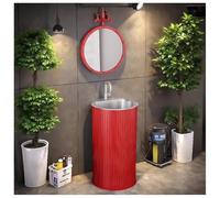 ZTGL Meuble sous Lavabo de Salle de Bain, Lavabo sur Pied Moderne 45x45x85cm, Lavabo Colonne Industriel avec Vasque en Acier Inoxydable, Lave Mains Salle de Bain pour Restaurants A, with Mirror