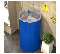 ZTGL Meuble sous Lavabo de Salle de Bain, Lavabo sur Pied Moderne 45x45x85cm, Lavabo Colonne Industriel avec Vasque en Acier Inoxydable, Lave Mains Salle de Bain pour Restaurants J,Without Mirror