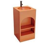 ZTGL Meuble sous Lavabo, Lavabo Colonne pour Salle de Bain, Vasque sur Pied Lave Main Gain de Place, Meuble sous-Vasque Style Industriel, Armoire de Salle de Bains sous Lavabo C,Without Mirror