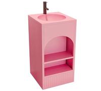 ZTGL Meuble sous Lavabo, Lavabo Colonne pour Salle de Bain, Vasque sur Pied Lave Main Gain de Place, Meuble sous-Vasque Style Industriel, Armoire de Salle de Bains sous Lavabo B,Without Mirror